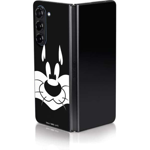 Looney Tunes Sylvester the Cat Black and White Galaxy Z Fold5 5G Skin